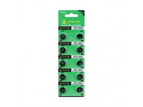 Alkalna gumbna baterija Tianqiu AG10 / LR54 / 189 / L1130 / LR1130 1.5V (1,55V) 389A 10 KOSOV